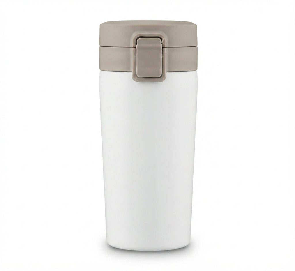 Flip-Lid Travel Tumbler - White - Meru Trophy corporate gifting