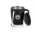 Insulated Coffee Mug with Lid and Spoon - Black - Meru Trophy corporate gifting