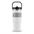 Vacuum Travel Tumbler with Carry Handle - White - Meru Trophy corporate gifting