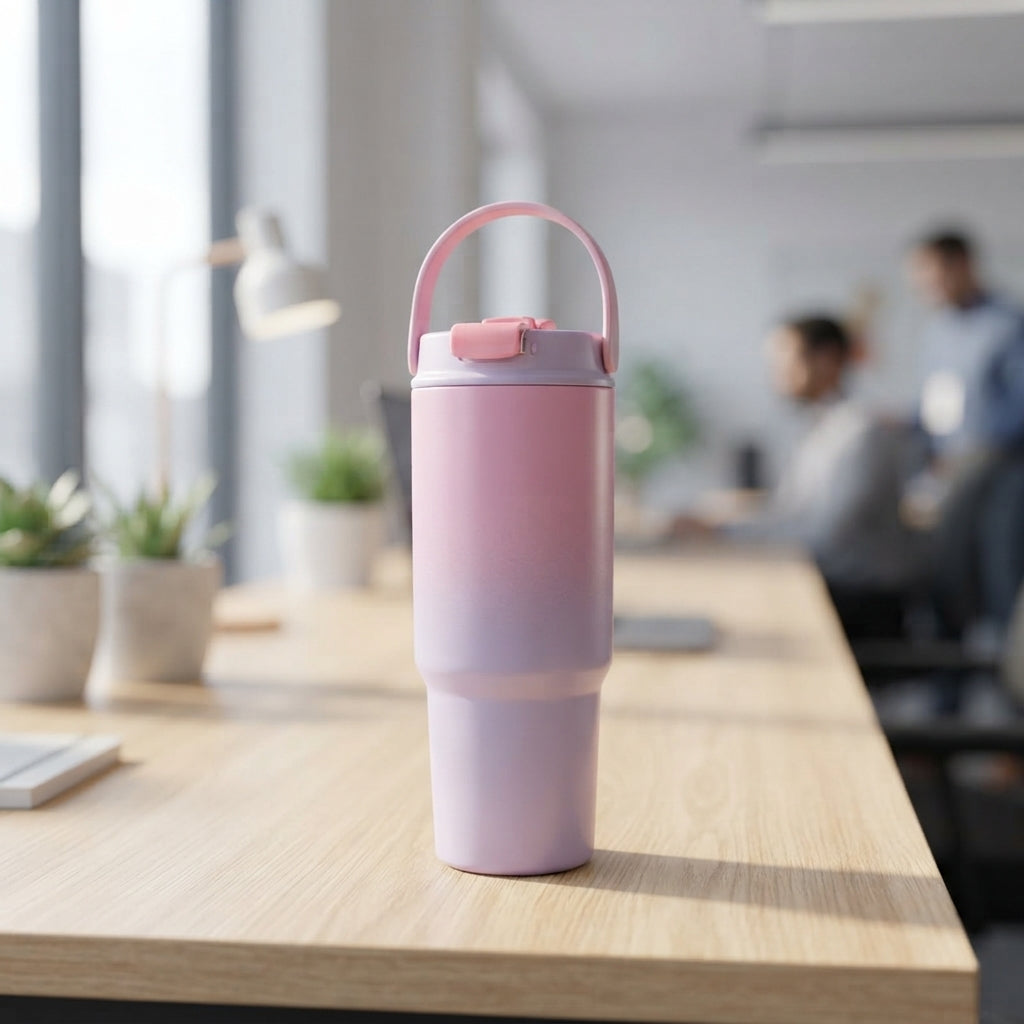 Pastel Gradient Vacuum Tumbler with Straw - lifestyle - Meru Trophy corporate gifting