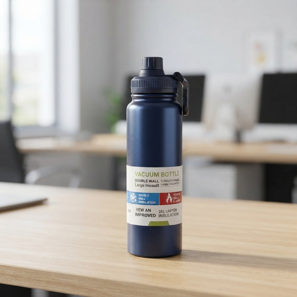Large Sports Bottle with Sipper Lid - lifestyle desk shot - Meru Trophy corporate gifting