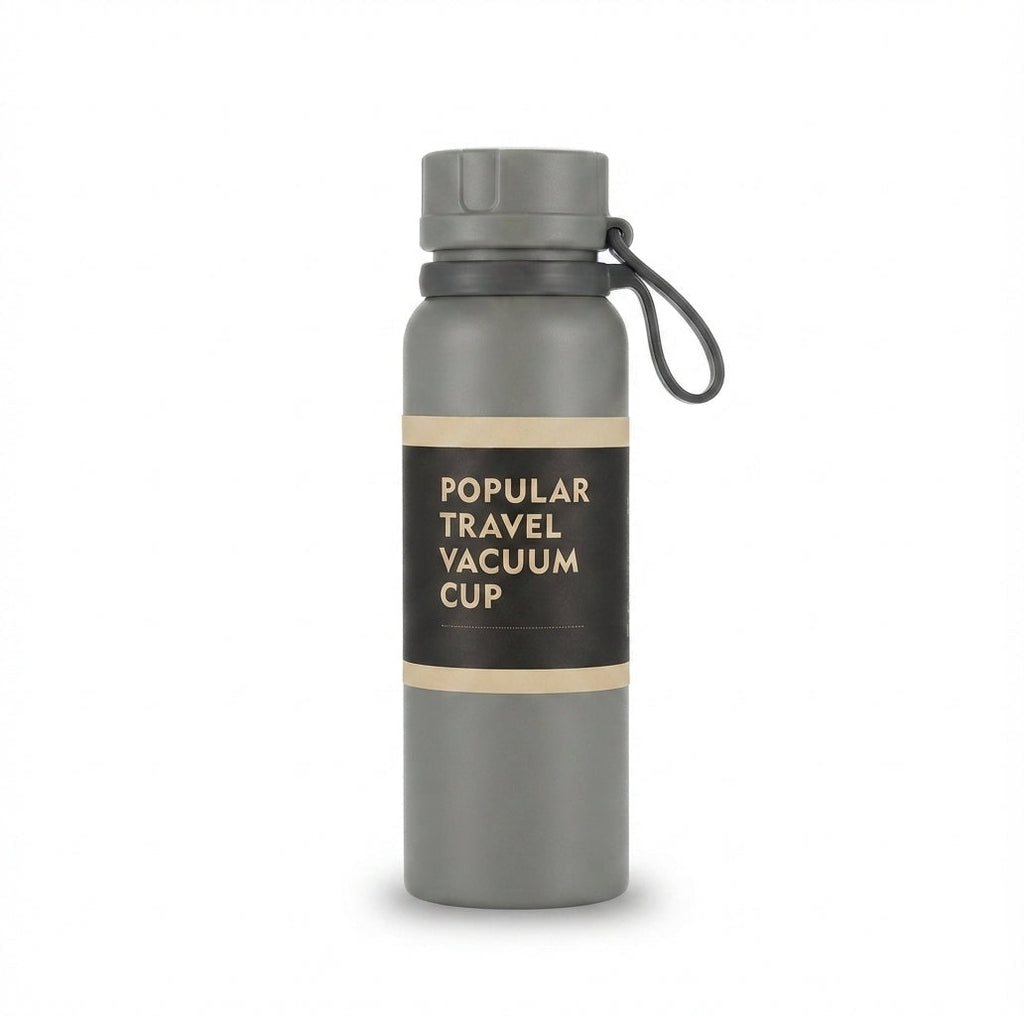 Travel Vacuum Cup with Carry Strap - Grey - Meru Trophy corporate gifting