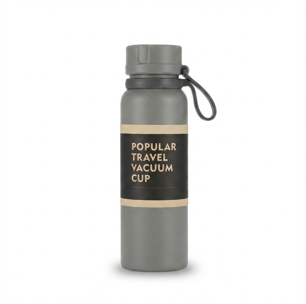 Travel Vacuum Cup with Carry Strap - Grey - Meru Trophy corporate gifting