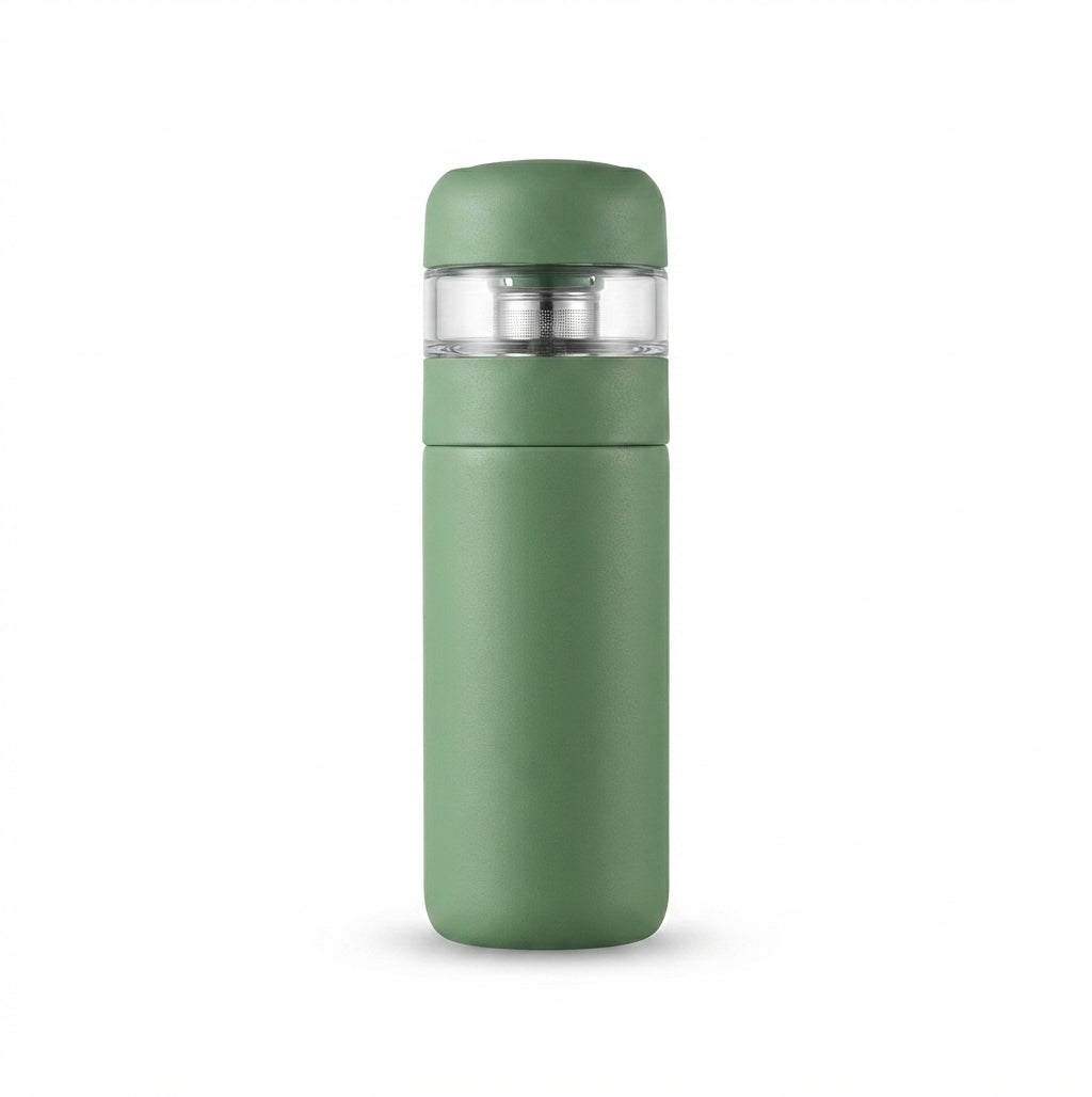 Vacuum Flask with Tea Infuser Lid - Green - Meru Trophy corporate gifting