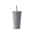 Wheat Straw Tall Tumbler with Straw - Grey - Meru Trophy corporate gifting