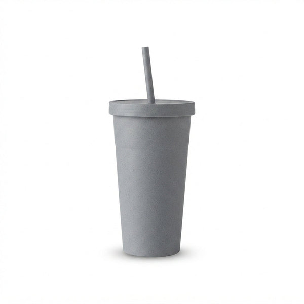 Wheat Straw Tall Tumbler with Straw - Grey - Meru Trophy corporate gifting