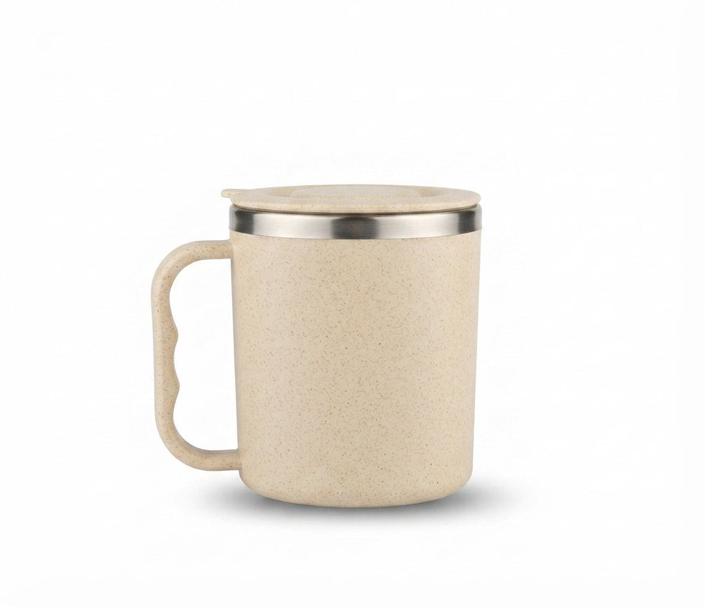 Wheat Straw Brew Mug with Lid - Cream - Meru Trophy corporate gifting