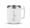 Coffee Mug with Lid and Handle - White - Meru Trophy corporate gifting