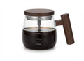Self Stirring Glass Mug with Wooden Handle - Brown - Meru Trophy corporate gifting